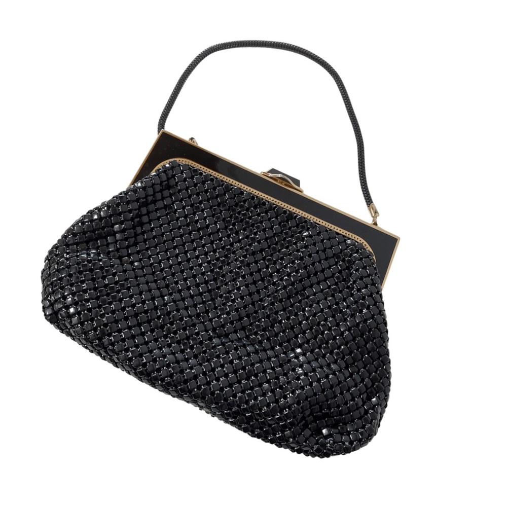 Vintage 1980s chain mail handbag clutch with Art Deco gold details